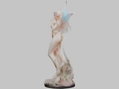 3D Goddess Model Vintage Victorian Fantasy Statue sculpture Low-poly 3D model
