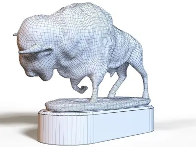 Bison bronze Low-poly 3D model