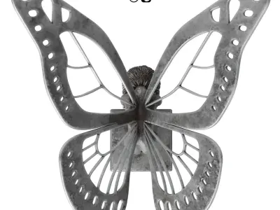  Butterfly Woman Sculpture with 4 PBR Materials 3D model