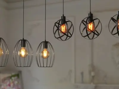 10 Collection Pendant Steel Lamps 3D model