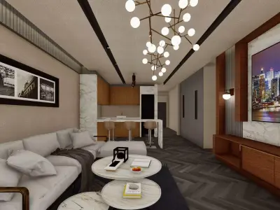 Modern Luxury Apartment Interior 3D Model for Sale 3D model