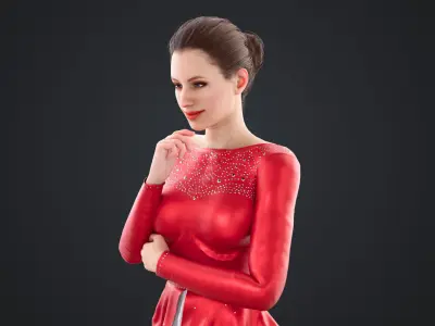 Figure Skater Low-poly 3D model