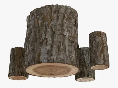 Garden wooden furniture set 01 3D model