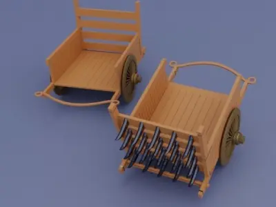 Ancient Chinese chariot Low-poly 3D model