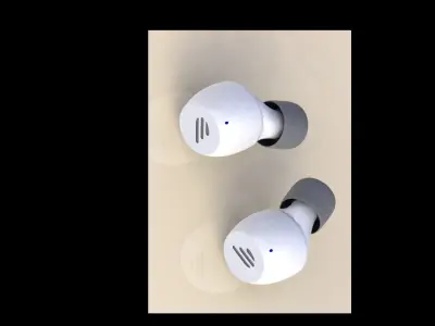 A pair of Bluetooth headsets modeled using SOLIDWORKS 3D print model