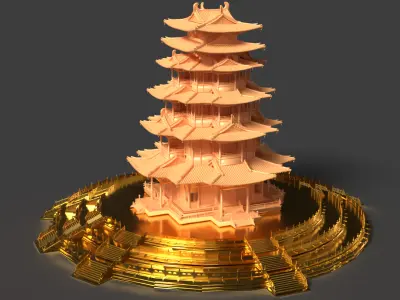 Chinese ancient tower  3D model 3