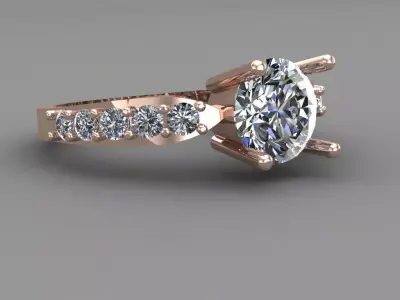 Rose Gold Women Diamond Ring 3D print model 3D print model order