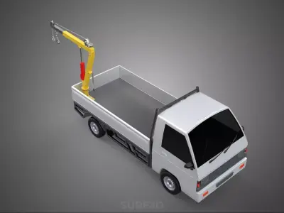 FOLDING HYDRAULIC JIB CRANE MANUAL HAND CRANK WINCH TRUCK PICKUP 3D model