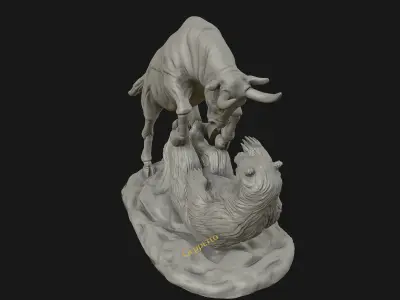 Bull vs Bear sculpture Ready to Print 3D print model