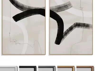 Abstract Painting Frame set 3D model 150