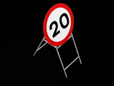 Speed Limit Sign Low-poly 3D model