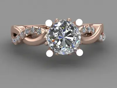 Rose Gold Women Diamond Ring 3D print model 3D print model 2
