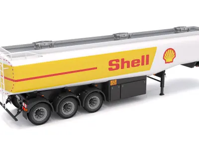 Shell Fuel Semi Tank Trailer 3D model