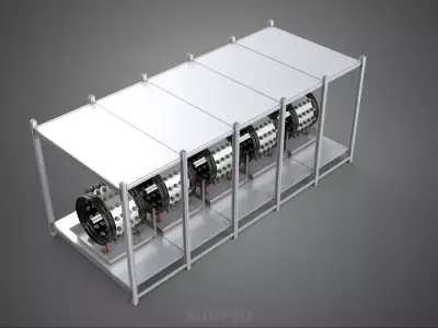 RACK FRAME ARRAY ROW SHELF TRAY ROTARY HYDROPONIC LED PLANT FARM 3D model