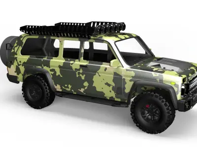 Camouflaged SUV 3D Model High Detail  3D model