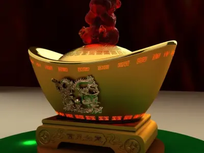 Chinese gold Ingot 3D model