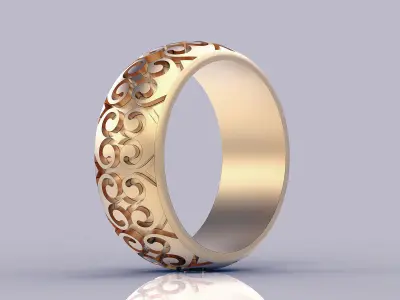 Ornamental carving ring silver gold  printable jewelry 3D model 3D print model