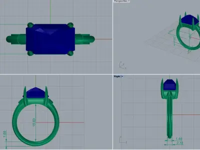 flipped diamond  ring 108 3D print model