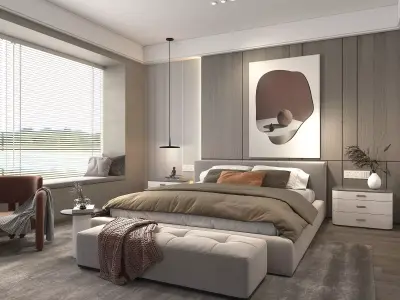 Modern Bedroom Scene 22 3D model