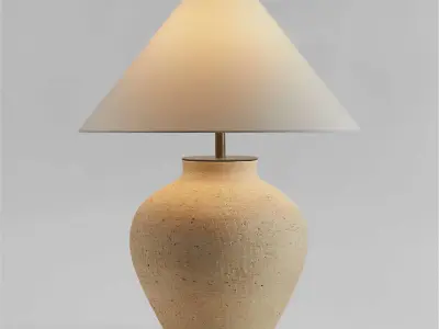 Corfu Cream Table Lamp with Linen Taper Shade 3D model