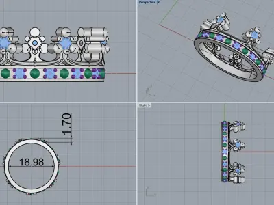 Crown ring size 9 US model 377 3D print model