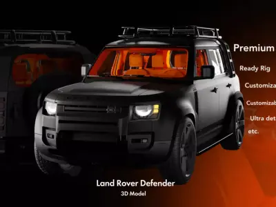 Land Rover Defender with HD Interior 3D model