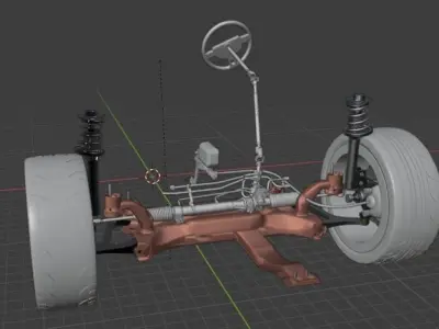 suspension  braking  and steering system Low-poly 3D model