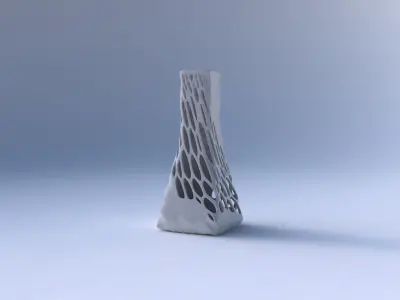 Vase squeezed rectangle with organic lattice half solid 3D print model