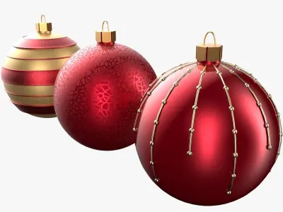 Christmas Tree Ornament Set2 - Red Yellow 3D model