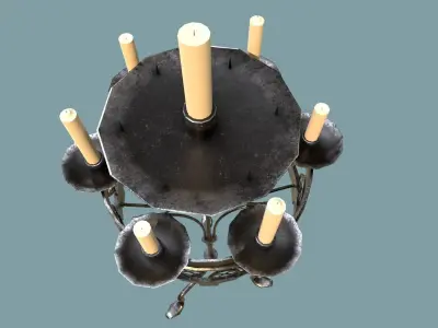 Medieval Candle Holder Low-poly 3D model
