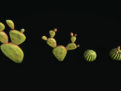 Stylized cactus large low poly Low-poly 3D model Low-poly 3D model