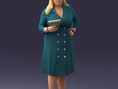 000332 Confident Woman with Money 0122 3dp 3D print model