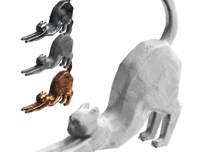 Cat Sculpture Low-poly 3D model