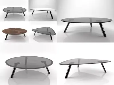 Sullivan four different coffee tables with legs and glass tops 3D model