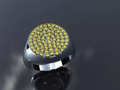 Diamond Signet Ring Size 10 Gold Silver Platinum Luxury Jewelry 3D print model