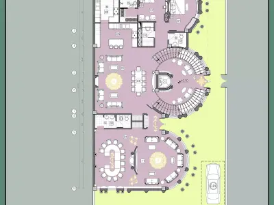 Luxury Classic Duplex Villa Plan 6 Bedroom House Layout 3D model