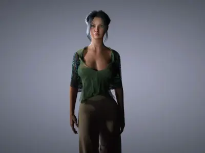 Realistic 3D Female Character  Natural Elegance Low-poly 3D model