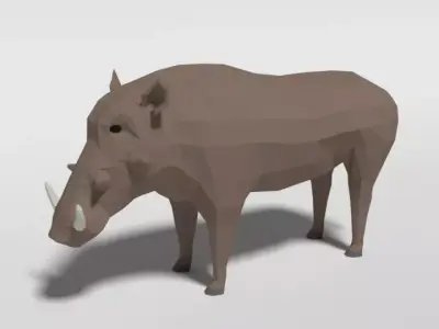Low Poly Cartoon Warthog Low-poly 3D model