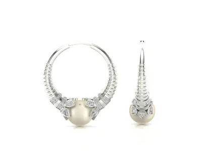 Earrings-0624 rose gold and diamond hoop earring 3D print model