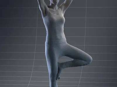 Pre posed south American female 3D model in sports attire doing  3D model