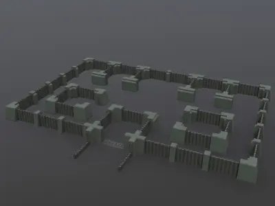 Modular Outpost Walls PBR Low-poly 3D model