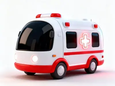 Futuristic Stylized Ambulance 3D Model Low-poly 3D model