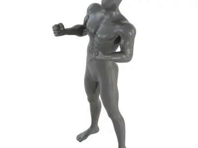 Gray male mannequin stands with clenched fists 145 3D model