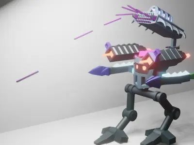 animated lowpoly mech  Free low-poly 3D model