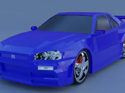 Nissan Skyline R34 Low-poly 3D model