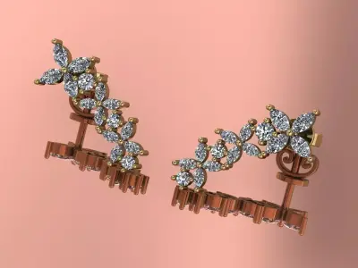 Elegant Earrings Jewelry Brand Gold 3D print model