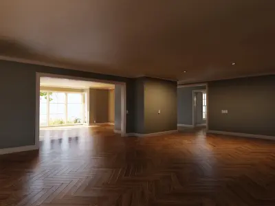 Classic style porch house without furniture Low-poly 3D model