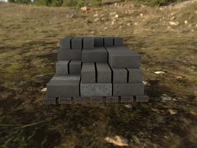 Game Ready Asset  Brick Pallet Half Free low-poly 3D model