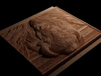 American Bison CNC 3d Print High Relief Sand Casting 3D print model