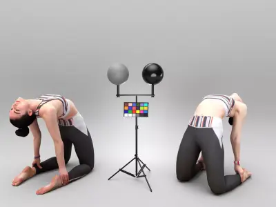 Fitness woman stretching in gym 438 Low-poly 3D model